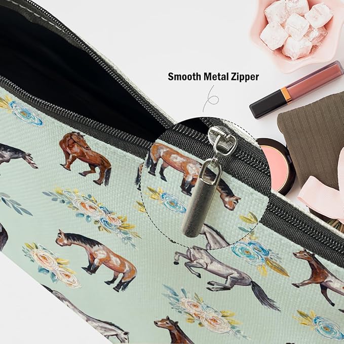 Horse Gifts Makeup Bag Cosmetic Bag Travel Pouch, Animal Lovers Gifts for Horse Lovers Women Girls Daughter Sisters Coworker Best Friend Friendship Graduation Birthday