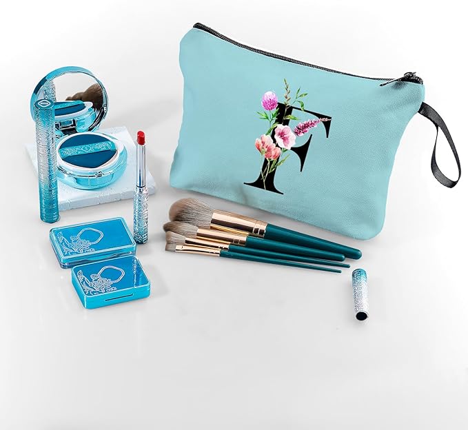 Birthday Thank You Appreciation Monogrammed Gifts for Mom Aunt Teacher Sister Friend Coworkers Bride Bridesmaid Makeup Cosmetic Bag with Mirror Mothers Day Christmas Graduation F