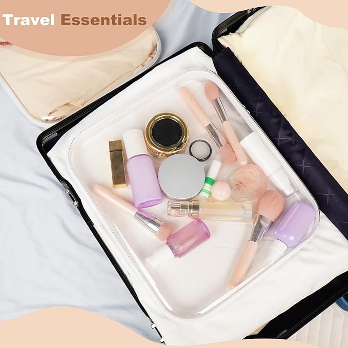 3pcs Clear Hard Shell Zipper Case, Transparent Hard Plastic Zipper Pouches, Portable Travel Organizer, Clear Toiletry Bag, Craft and Arts Organizer, Toy Storage Bins, Stackable Hard Side Plastic Case