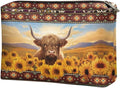 COEQINE Sunflower Purse Leather Cosmetic Wallet for Women Western Party Bag Elehant Cosmetic Pouch With Zipper Cute Highland Cow Purses Cosmetic Wallet for Travel Birthday Party