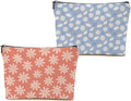 2pcs Daisy Floral Makeup Bag, Travel Essential Cosmetic Bag Garden Flower Gifts for Women Female Girls Sister BFF Nature Lover, Travel Zipper Pouch Christmas Thanksgiving Birthday Gifts