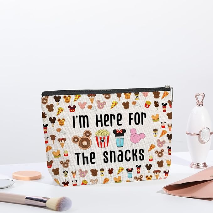 Magic Kingdom Lover Gift Halloween Snacks Cosmetic Bag Snacks Bag for Travel Cute Toiletry Bag for Girls Teens Friends Makeup Organizer Zipper Pouch (for The Snacks White)
