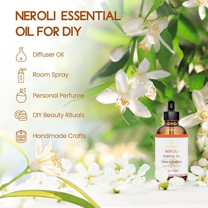 Neroli Essential Oil Organic for Skin Diffuser Room Spray, 100% Pure Bitter Orange Blossom Essential Oil Neroli 4 Oz