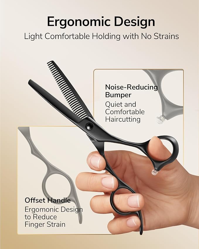 ULG Hair Cutting Scissors Set Professional Thinning Scissors for Hair Cutting All-in-One 9 Pcs Hairdressing Shear Set with 3 Professional Barber Shears for Salon/Home