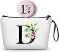 SEAMOON Women Birthday Unique Initial Funny Gifts for Teenage Girl Sister Friends Bridesmaid Personalized Travel Make up Cosmetic Bag with Mirror Valentines Mothers Day Christmas Graduation D