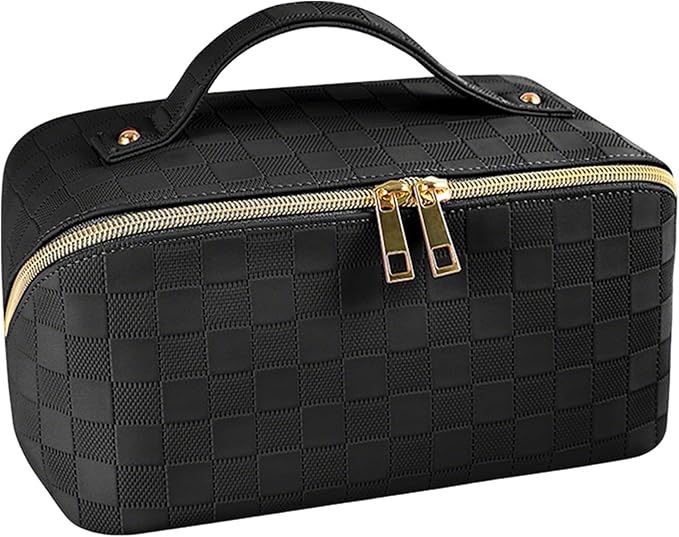 Cosmetic Bag,Travel Makeup Bag, Large Capacity Cosmetic Bags for Women, Waterproof Portable Bathroom Bag,Open Flat Toiletry Bags,Makeup Organizer Bag with Divider, Cosmetic Pouch Gifts for Women