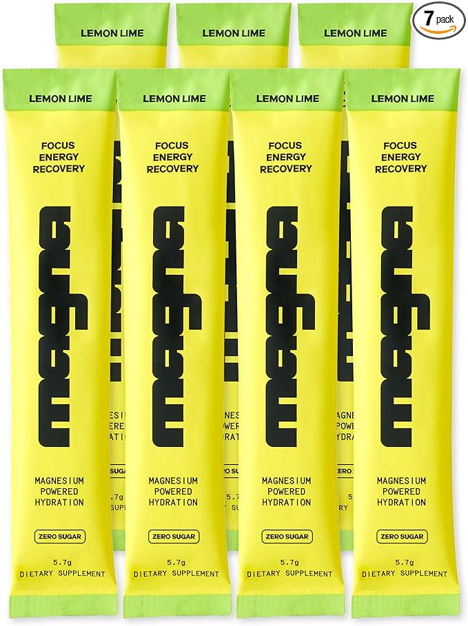 MAGNA Electrolytes Powder Drink Mix for Hydration, Energy & Focus Support with Magnesium L Threonate, Sodium, Potassium, Vitamin D, B6 & B12, Sugar Free, Lemon Lime Flavor, 7 Servings