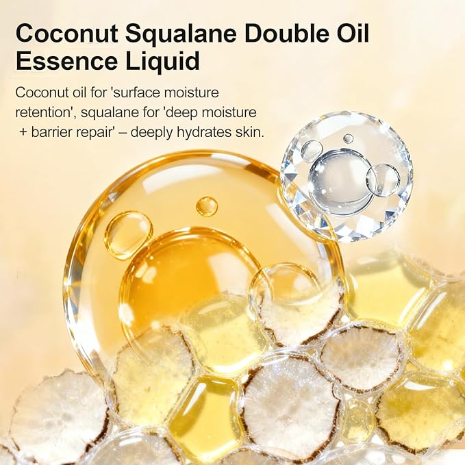 Skin Care Essential oil Coconut & SqualaneDual-Essence Oil Skincare Tech 2026 | 80ml Soothes,Brightens, and repairs your skin barrier. Formulated for allskin types