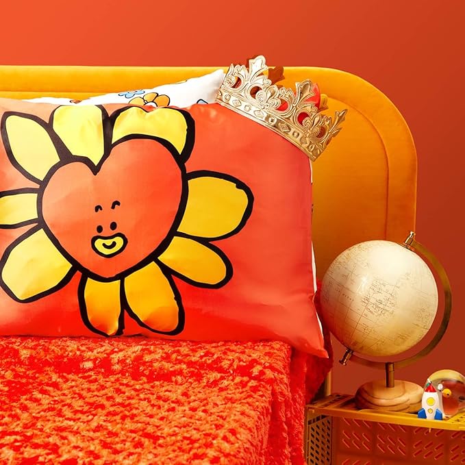 Kitsch x BT21 (Tata) Satin Pillowcase with Zipper for Hair & Skin - Softer Than Silk Pillow Cases, Smooth Cooling Pillow Cover, Wrinkle-Free, Machine Washable, Queen/Standard (19x26)