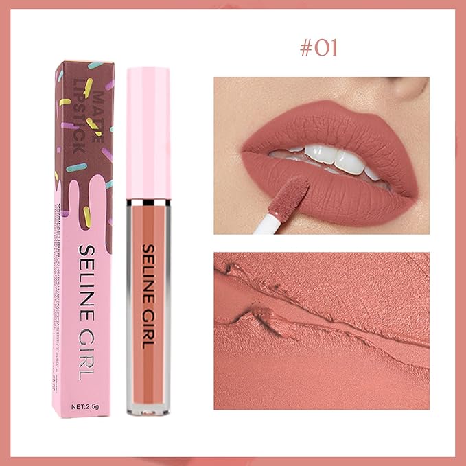 Matte Lip Gloss, Lip Gloss Silky Smooth Finish, Lipgloss Makeup Colorful and Creamy Texture, Lipstick for Every Occasion, Lip Oil Moisturizing and Hydrated #01