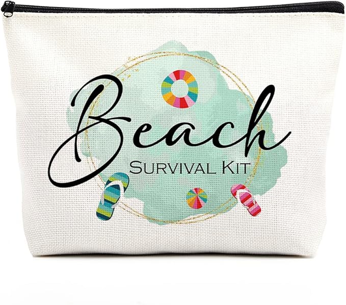 Beach Bag Beach Makeup Bag Beach Bags for Women Funny Beach Decor Funny Beach Gifts Beach Lover Gifts Beach Accessories Supplies Birthday Gifts for Women Girls Friends Bestie Sister Beach Survival Kit