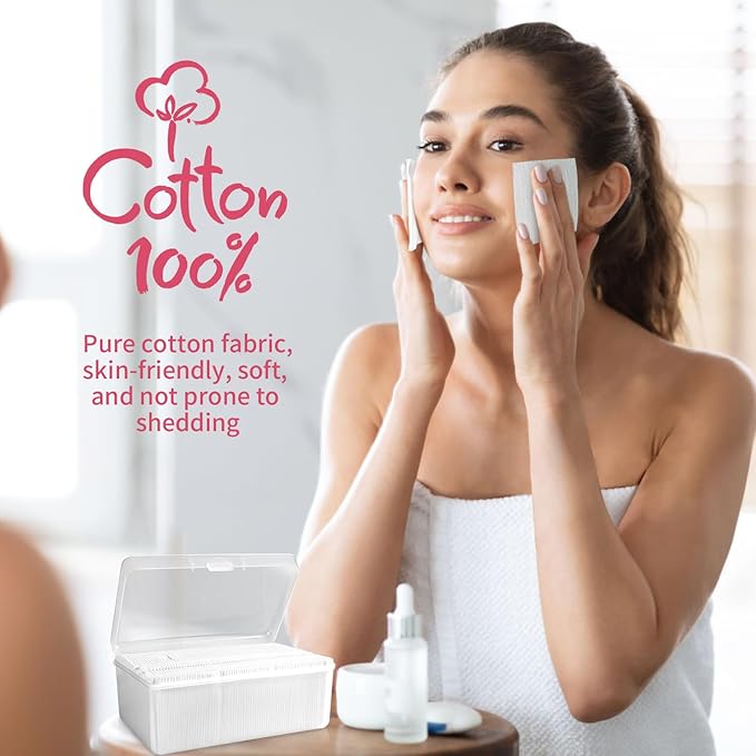 Square Cotton Pads 475 Pcs Makeup Remover Pads Cotton Squares for Face 75 Thick and 400 Ultra-Thin for Daily Skin Care, Pair with Makeup Remover