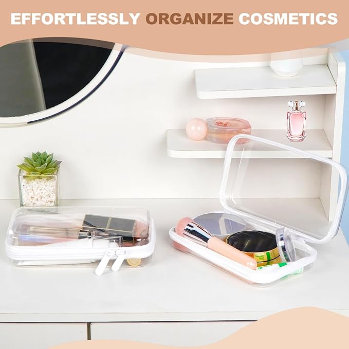3pcs Clear Hard Shell Zipper Case, Transparent Hard Plastic Zipper Pouches, Portable Travel Organizer, Clear Toiletry Bag, Craft and Arts Organizer, Toy Storage Bins, Stackable Hard Side Plastic Case