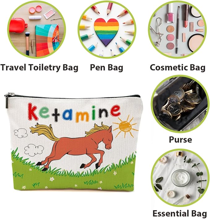 Nurse Practitioner Gifts Makeup Bag, Nurse Accessories Funny Horse Cosmetic Bag, Travel Organizer Zipper Pouch Thank You Gifts for Women Coworker Physician Assistant Nurses Week