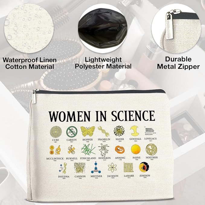 Makeup Bag Gifts for Science Teachers Science Lovers Woman in Science Cosmetic Bag Zipper Makeup Pouch
