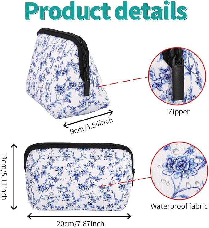 Cosmetic Bag Waterproof Neoprene Zipper Pouch Travel Portable Toiletry Makeup Bags Organizer Case for Women and Girls