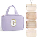 TOPEAST 2025 Graduation Gifts for Her - Hanging Toiletry Bag for Women, Travel Toiletry Bag Makeup Bag, Personalized Travel Essentials for Women - Letter G, Purple