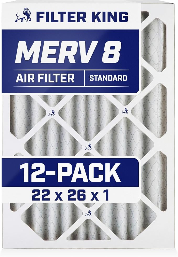 Filter King 22x26x1 Air Filter | 12-PACK | MERV 8 HVAC Pleated A/C Furnace by FilterKing