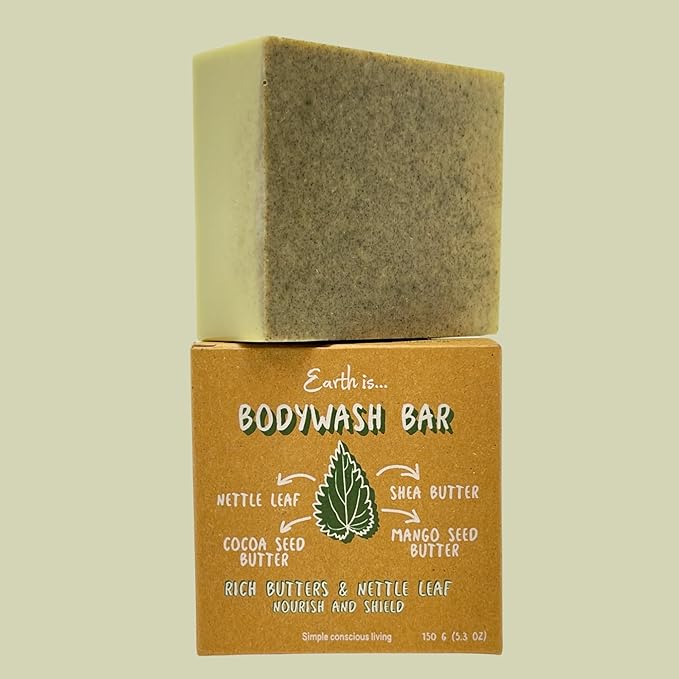Earth is…Body Wash Bars - Natural Moisturizing Formula - Vegan, Plastic Free, Eco-Friendly - Choose Your Scent & Ingredient Delight! - 5oz Each (Rich Butters and Nettle Leaf)