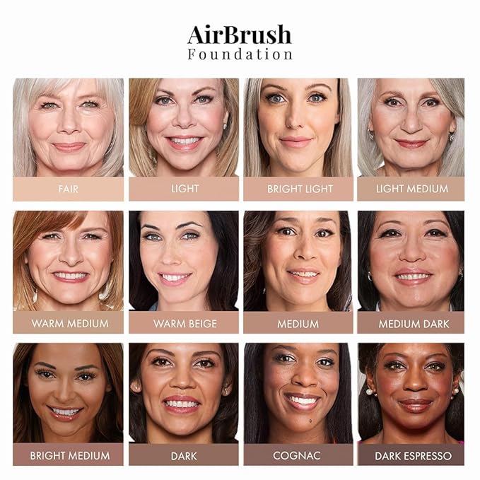 MagicMinerals AirBrush Foundation Set by Jerome Alexander – 3pc Set Includes AirFinish, Foundation and Kabuki Brush - Spray Makeup with Anti-aging Ingredients for Smooth Radiant Skin (Medium Dark)