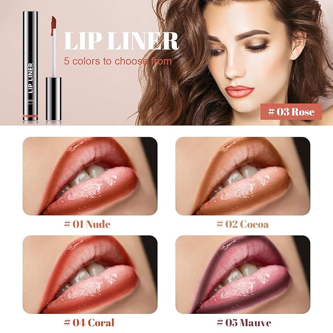 Lip Stain - Long Wear Tattoo Lip Liner, Waterproof & Transfer-proof Peel Off Lip Stain with Matte Finish, Lip Tint For All Skin Types, Great Gifts for Women (Nude)