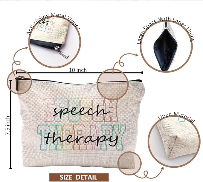 Makeup Bag for Women - Speech Therapist & SLP Gifts, Cosmetic Bag for Purse