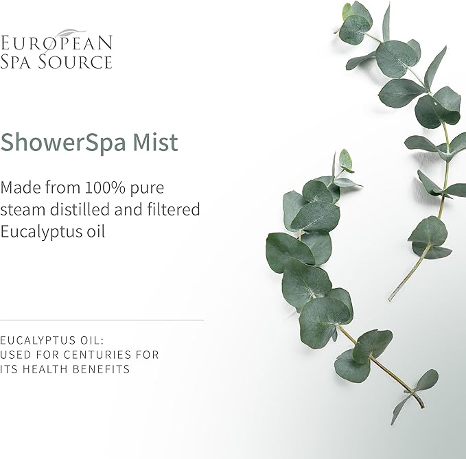 European Spa Source Lavender + Eucalyptus ShowerSpa Mist Spray for Aromatherapy, at Home Spa Experience, Sinus Congestion Relief, and Tension Relief, 4 fl oz.