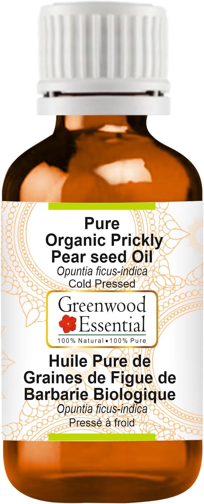 Greenwood Essential Pure Organic Prickly Pear Seed Oil (Opuntia ficus-Indica) Cold Pressed 50ml (1.69 oz)