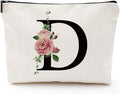 Initial A-Z Personalized Letter Makeup Bag, Monogrammed Bridesmaid Gifts/Presents Cosmetic Bag, Portable Stationery Storage Organizer Pouch, Friendship Love Travel Makeup Bags