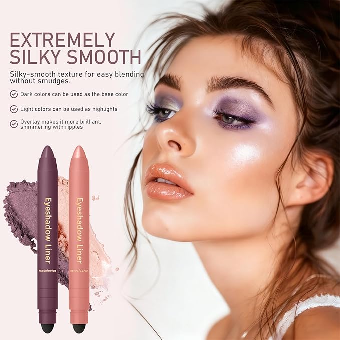 Perfect Color Duo-Shadow Liner 2-in-1 Eyeliner & Eyeshadow - Waterproof & Smudge-Proof Shadow Liner Duo, All-Day Wear with Smudge Brush, Creamy Easy-Glide, For Effortless Smoky Or Natural Eye Makeup