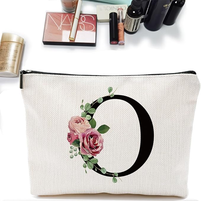 A-Z Personalized Makeup Bag, Monogrammed Bridesmaid Presents Cosmetic Bag, Portable Stationary Storage Organizer, Friendship Travel Makeup Bags