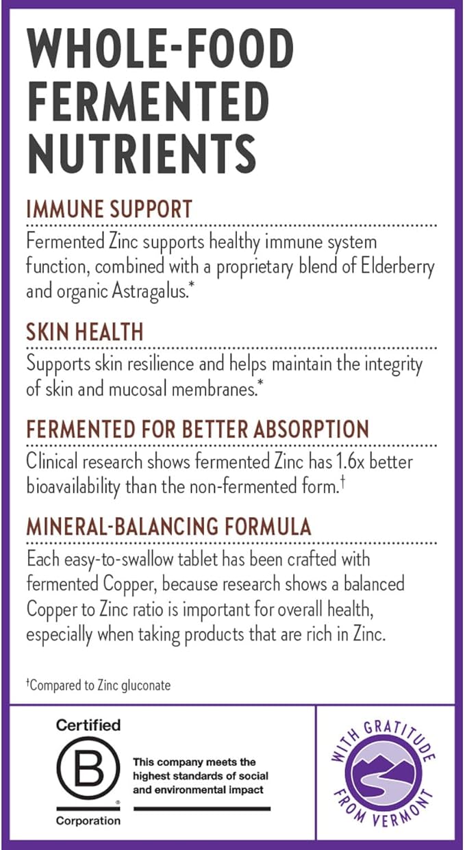New Chapter Zinc Supplement, Fermented Zinc Complex, ONE Daily for Immune Support + Skin Health, Mineral-Balancing Formula Rich in Copper, Easy to Swallow & Digest, 60 Count (2 Month Supply)