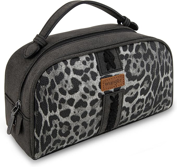 Montana West Wrangler Makeup Bags for Women Leopard Print Toiletry Bag Small Travel Cosmetic Organizer for Gift