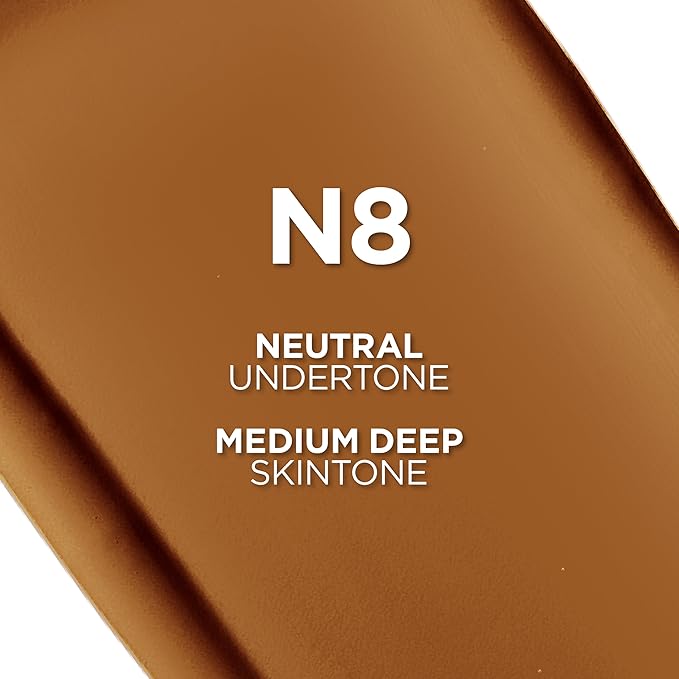 L'Oreal Paris True Match Super-Blendable Foundation, Medium Coverage Liquid Foundation Makeup, N8, Medium Deep, 1 Fl Oz