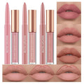 BestLand 6Pcs Matte Liquid Lipstick and Lip Liner Set, Non-Stick Cup Not Fade Waterproof 24 Hour Lip Gloss Nude Brown Lip Liner Pencil for Women, labiales mate 24 horas originales (Set E)