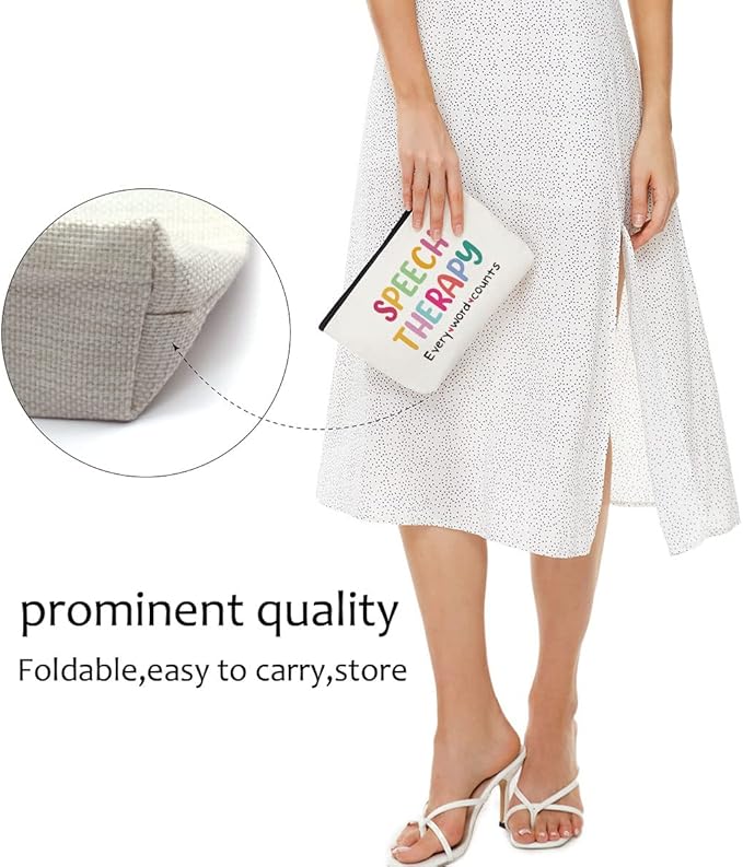 Speech Therapy Gifts Speech Therapist Gift for Women, Speech Language Pathologist Cosmetic Bag - Speech Therapy Every Word Counts, Birthday Christmas Birthday Thanksgiving Gifts for SLP Makeup Bag