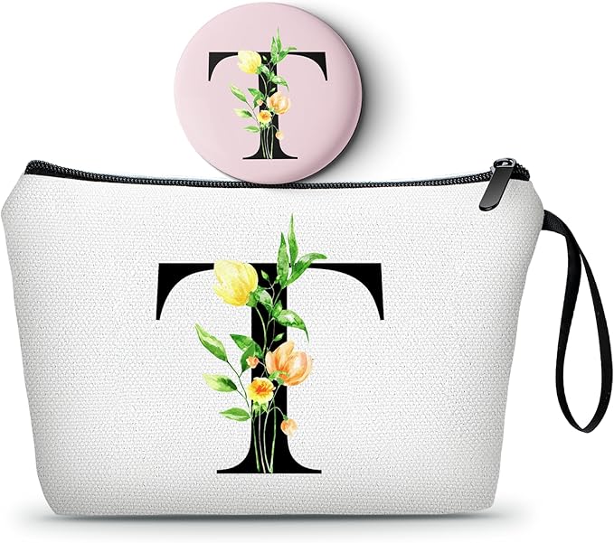 Birthday Maid of Honor Gifts for Women Her Mom Team Teacher Friend Bridesmaid Bride Personalized Makeup Cosmetic Bag with Mirror Valentines Mothers Day Christmas Graduation T