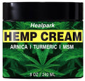Healpark Hemp Cream 8 fl oz - Arnica,MSM, Turmeric, Emu Oil, Menthol, Aloe