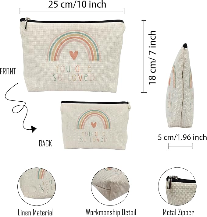 huester Boho You Are So Loved Rainbow Gifts Makeup Bag, Rainbow Kids Toiletry Brite Cosmetic Bag Travel Makeup Make Up Bags Pouch Gifts For Makeup Mom Women Girls