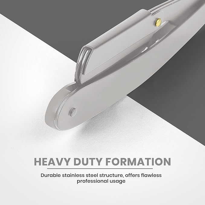 Utopia Care Professional Straight Razor for Men, Barber Straight Edge Razor Safety with 100 Pack Blades, Silver