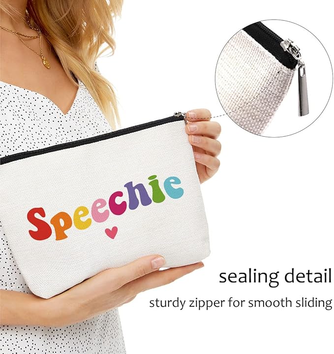 Blue Leaves Speech Therapy Gifts, Speech Language Pathologist Gifts, Speech Therapist Gift for Women, Thank You Gift, Therapist Cosmetic Bag, Speechie Makeup Bag
