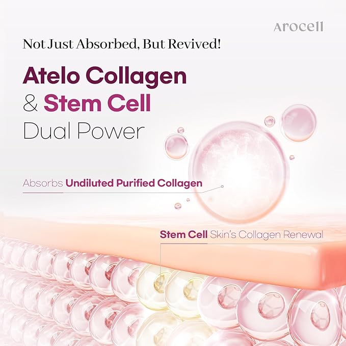 AROCELL Super Collagen Mask 7 Facial Sheet 5,000,000ppb Overnight Dual Matrix Hydrogel Masks with Low Molecular Weight Collagen for Elasticity Hydrating Anti-Aging Cooling Korean Skincare, 43g x 7ea