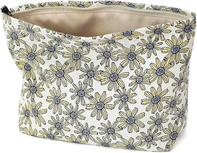 Floral Jacquard Makeup Bag - Large Capacity Cosmetic Pouch for Travel, Toiletry Organizer with Zipper, Perfect for Daily Use and Gifts, Purses for Women Clearance