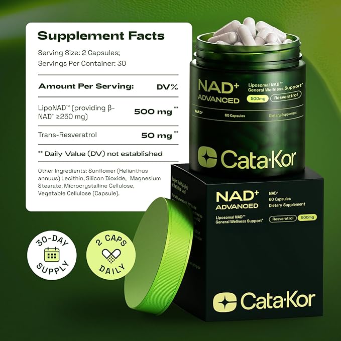 NMNH Supplement Alternative – Liposomal NAD+ Resveratrol – 30-Day Supply – Third-Party Tested – 120 Capsules – Advanced NAD+ Supplement - Pack of 2