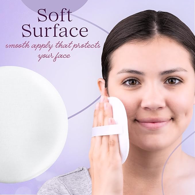 NextClimb Extra Large 4.5” White 100% Cotton Powder Puff for Makeup, Round, Comfortable to Hold