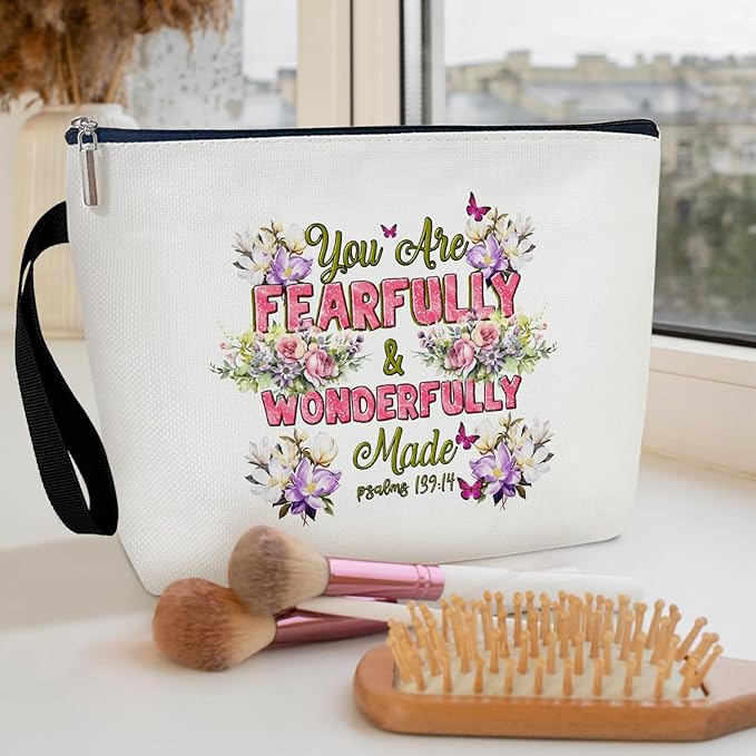 Christian Cosmetic Bag for Women Accessories Organizer, Religious Gifts Bible Verses Gifts for Women Coworker, Travel Essentials Purse Toiletry Pouch Cosmetic Bag with Zipper -34