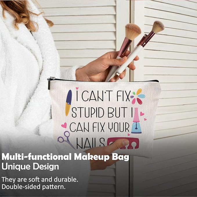 Nail Tech Gifts for Women Makeup Bag, Nail Tech Supplies, Gifts for Nail Technicians, Nail Lovers, Nail Tech Cosmetic Bag Toiletry Bag, Nail Artist Gifts, Manicurist Beautician Gifts