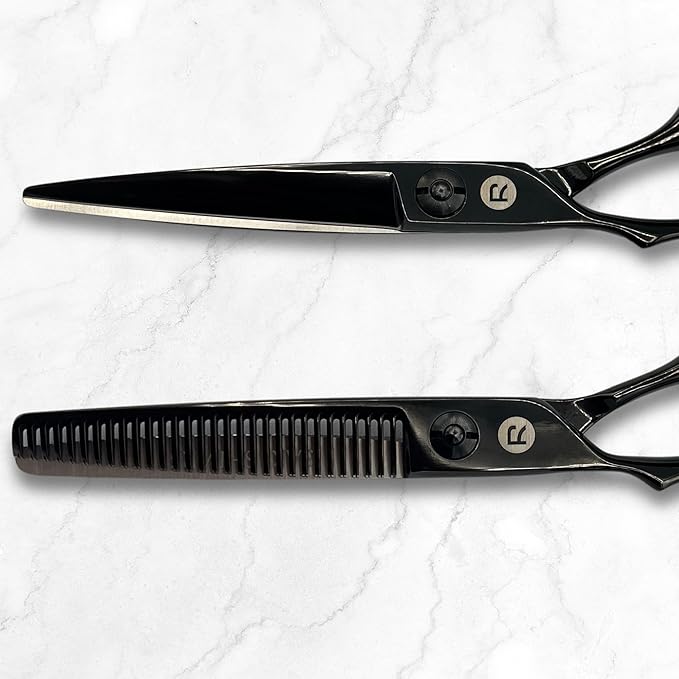 Hair Shears Set for Left-Handed Professionals, 440C Steel Blades, Black Titanium Coating, Includes Scissors, Shears, Razor, Carrying Case