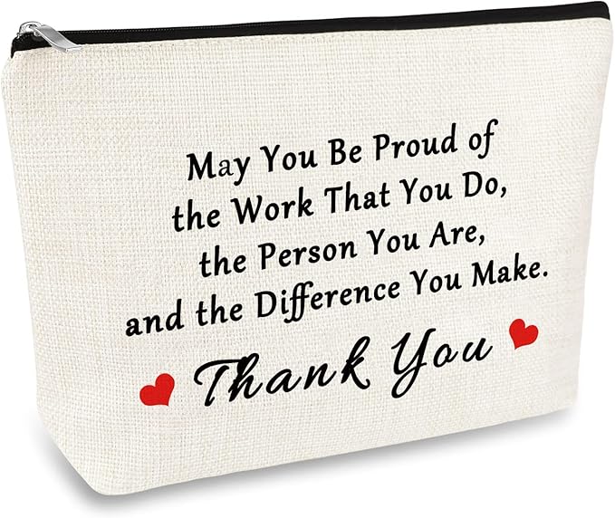 Thank You Gift for Women Makeup Bag Inspirational Appreciation Gift for Employee Volunteer Social Worker Nurse Teacher Friends Thanksgiving Graduation Birthday Gifts Cosmetic Bag Travel Pouch