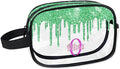 Personalized Name Toiletry Bag, Transparent PVC Large Travel Cosmetic Bag Portable Makeup Organizer Bag for Women Bathroom Shower Essentials, Water Flow Shape Lime Green Glitters